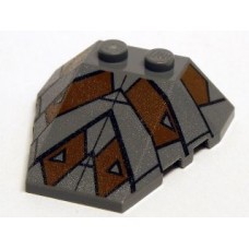 Part 48933pb009 Dark Bluish Gray Wedge 4 x 4 Triple with Stud Notches with Sith Nightspeeder Pattern 2 